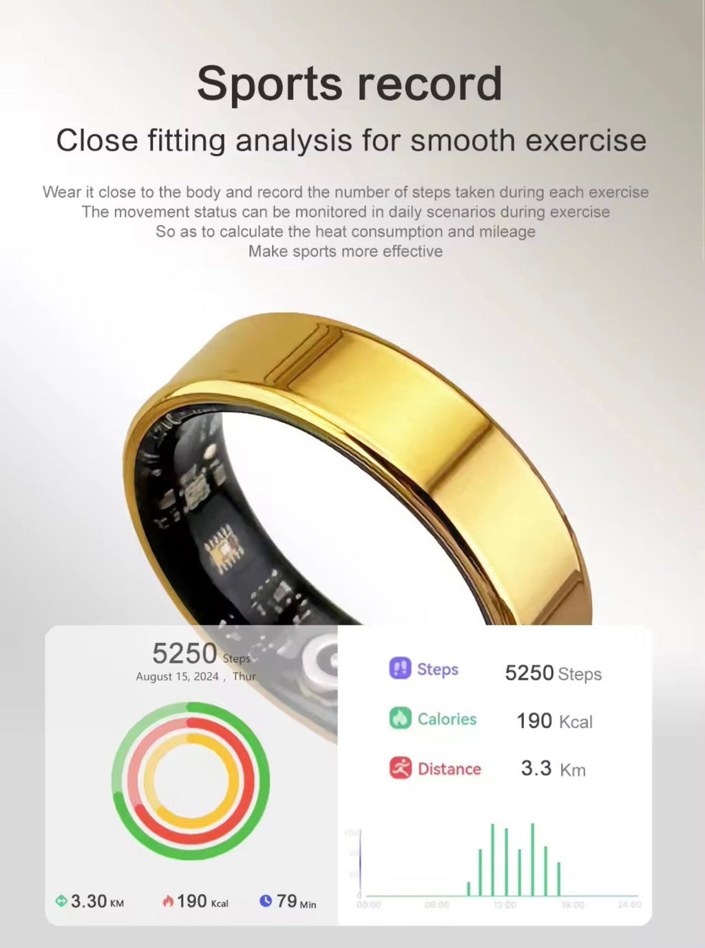Silver Connected Ring Health and Activity Tracking