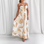 Robe longue d'été dos nu décontractée imprimée