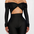 Combinaison col V taille haute, manches longues