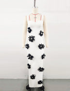 Robe de soirée fleurs blanc élégant