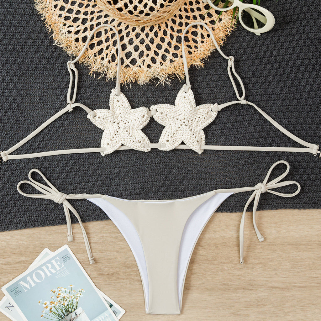 Francesca — Apricot open-knit swimsuit