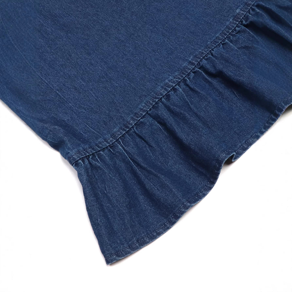 Mini-jupe denim bleu déstructurée à taille mid-rise