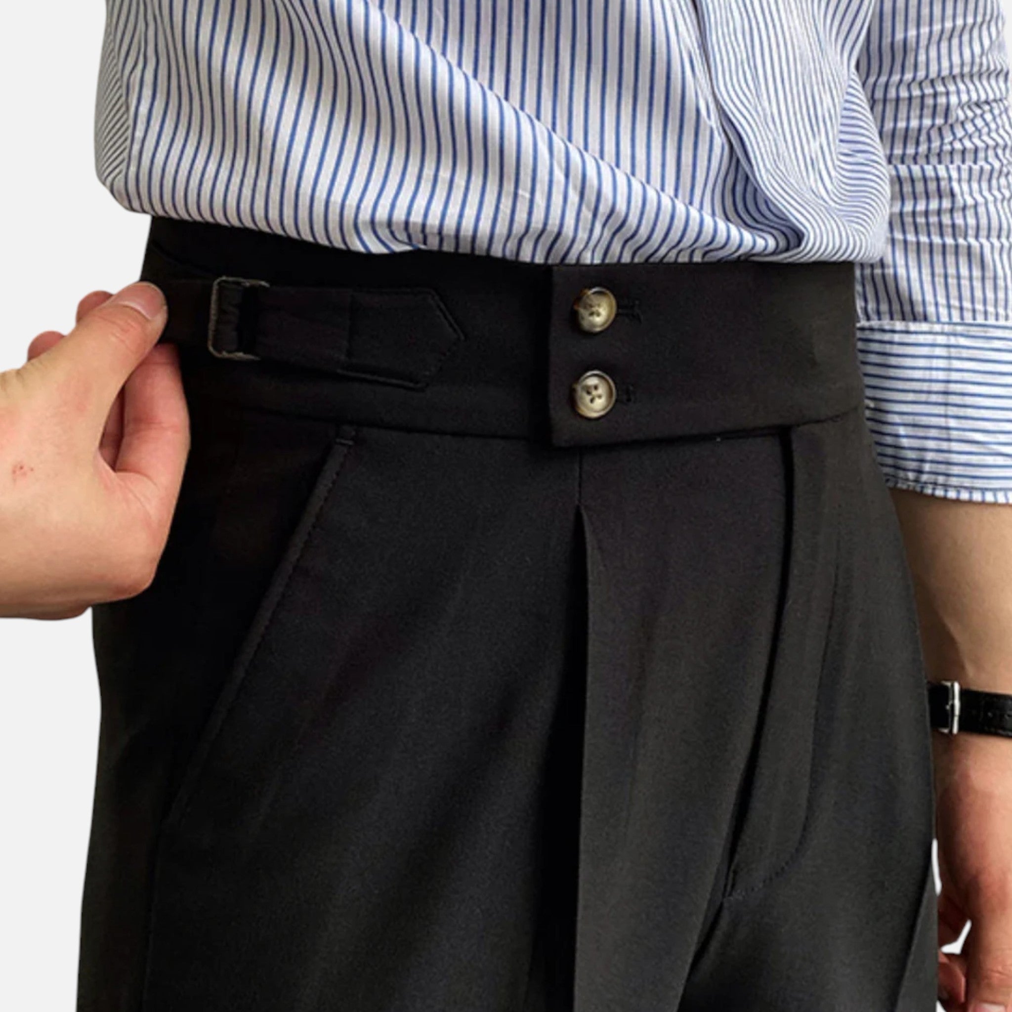 Pantalon drapé taille haute pour homme