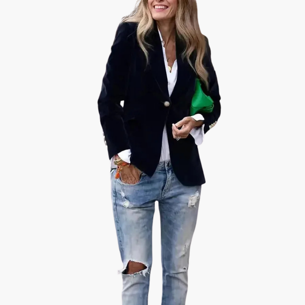 Veste en velours à simple boutonnage pour femme