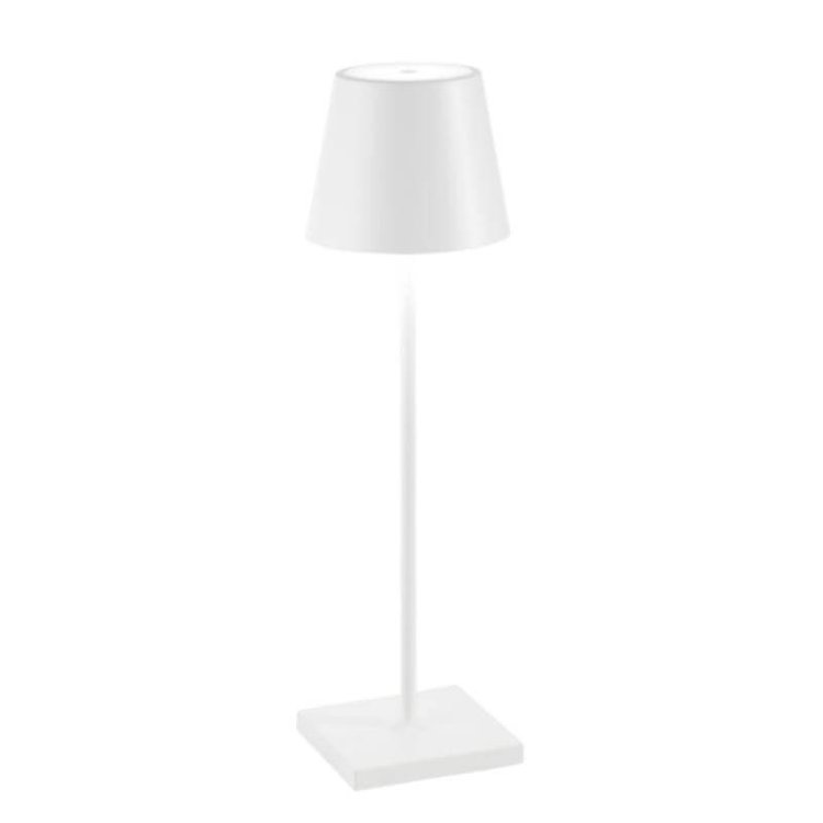 Lampe de table blanche moderne avec abat-jour conique, design minimaliste, idéale pour décoration intérieure et éclairage d'ambiance.