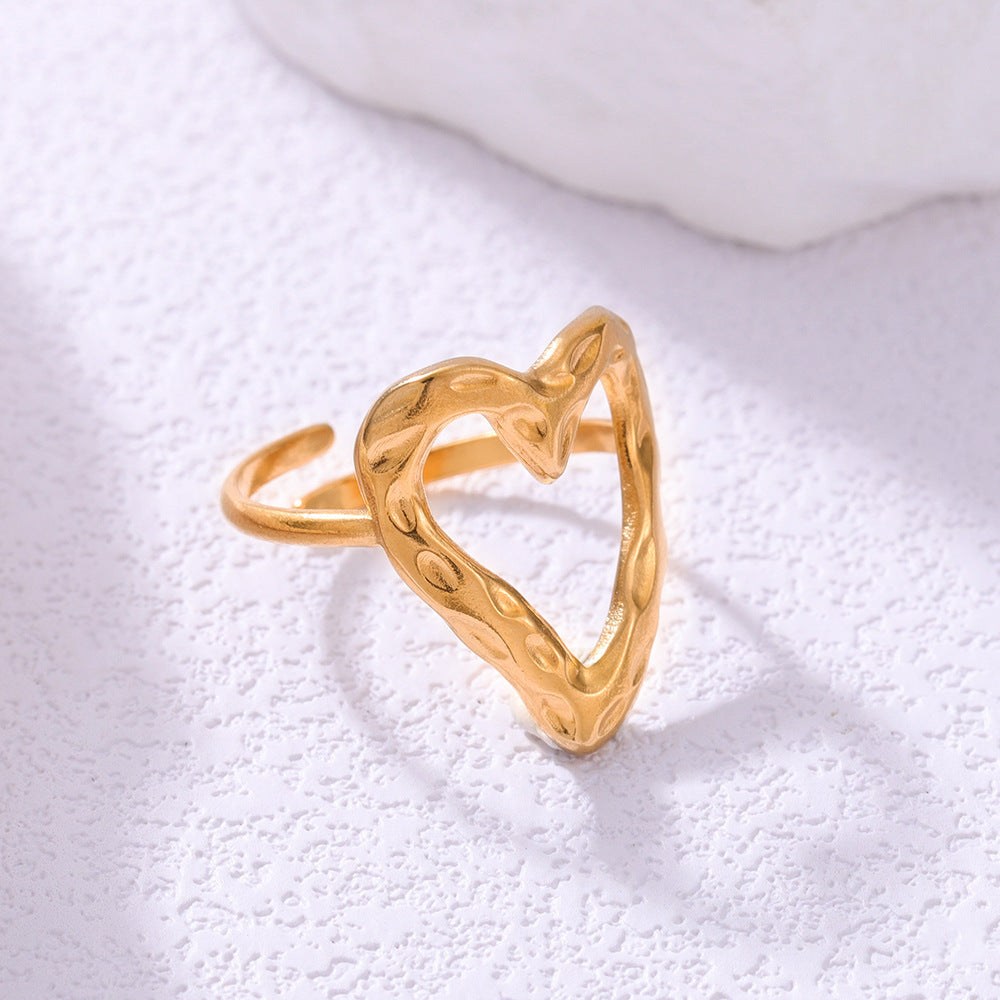 Bague coeur ajustable en acier inoxydable