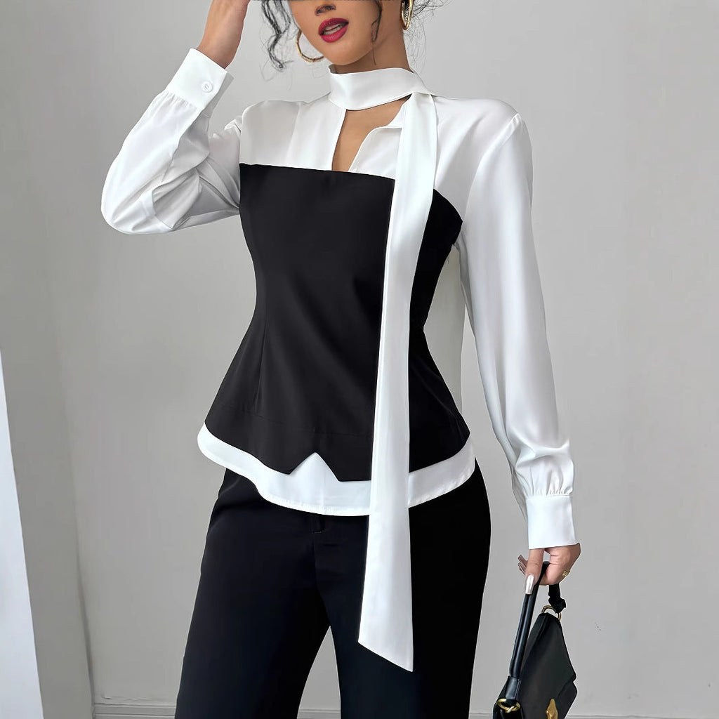 Chemise à manches longues avec nœud
