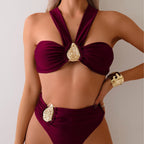 Hadrienne — Two-piece bikini with bronze metallic trim