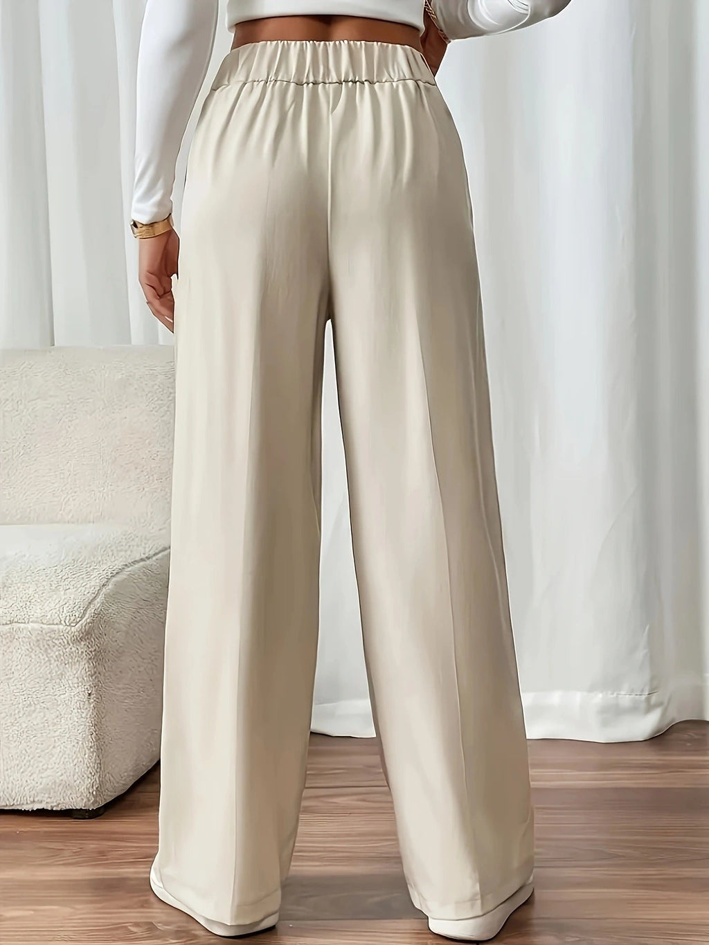 Pantalon décontracté drapé taille haute