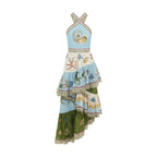 Robe longue lin et coton sans manches, encolure dégagée