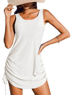 Summer drawstring dress with openwork details
