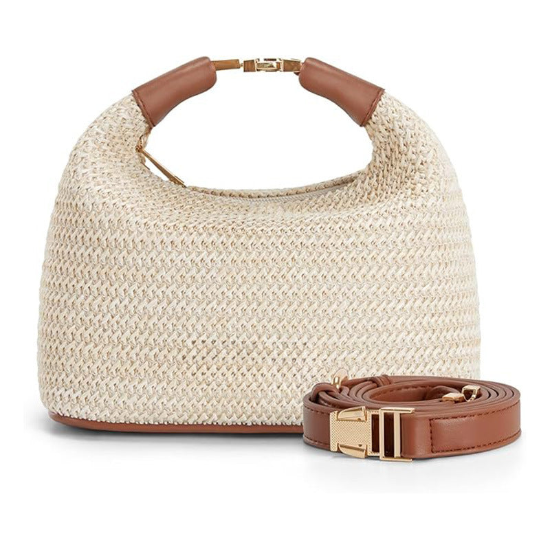 Straw woven shoulder bag