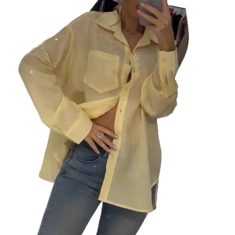 Cardigan chemise paillettes effet 3D