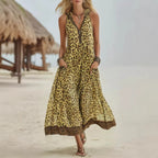 Robe midi sans manches imprimé léopard
