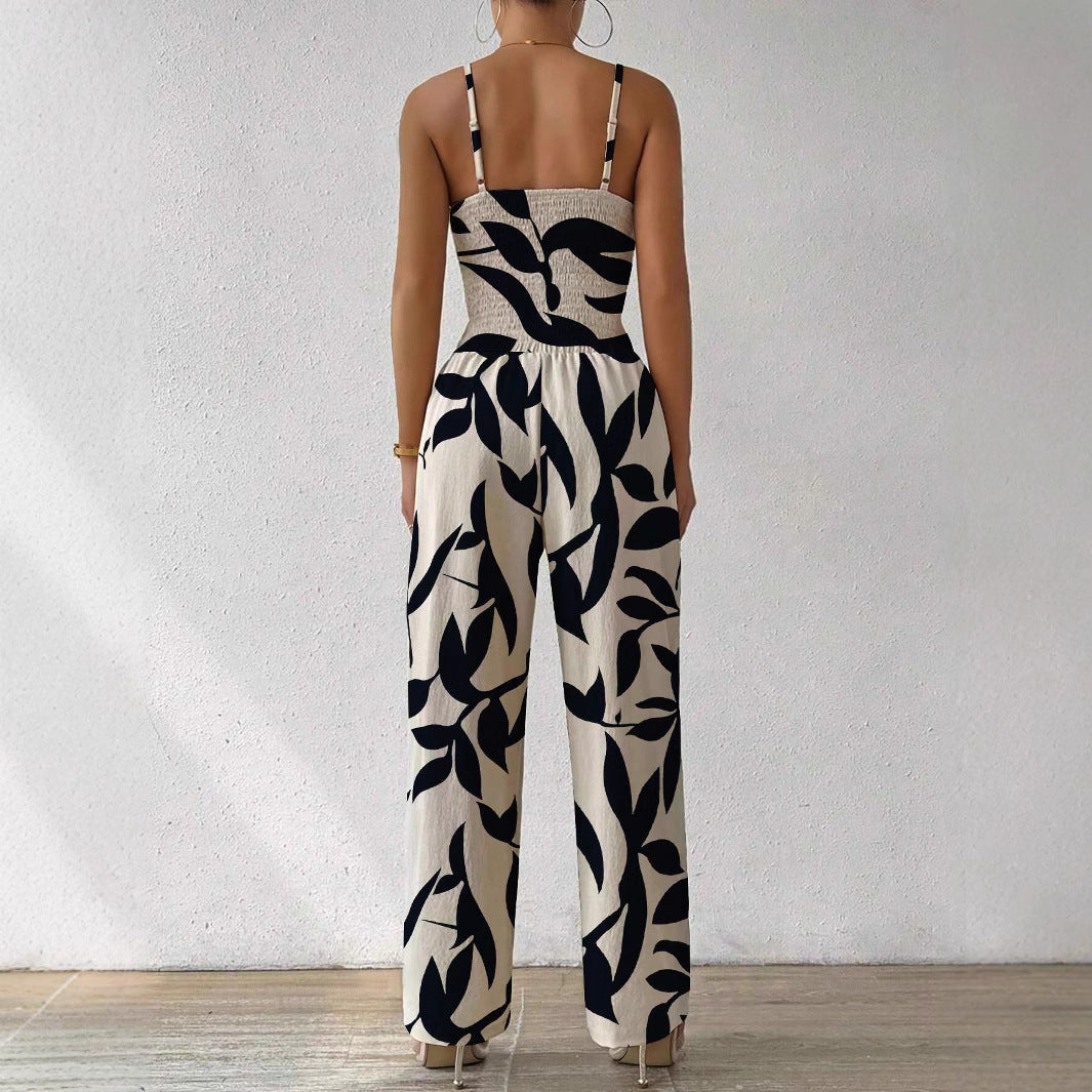 Printed dungaree jumpsuit
