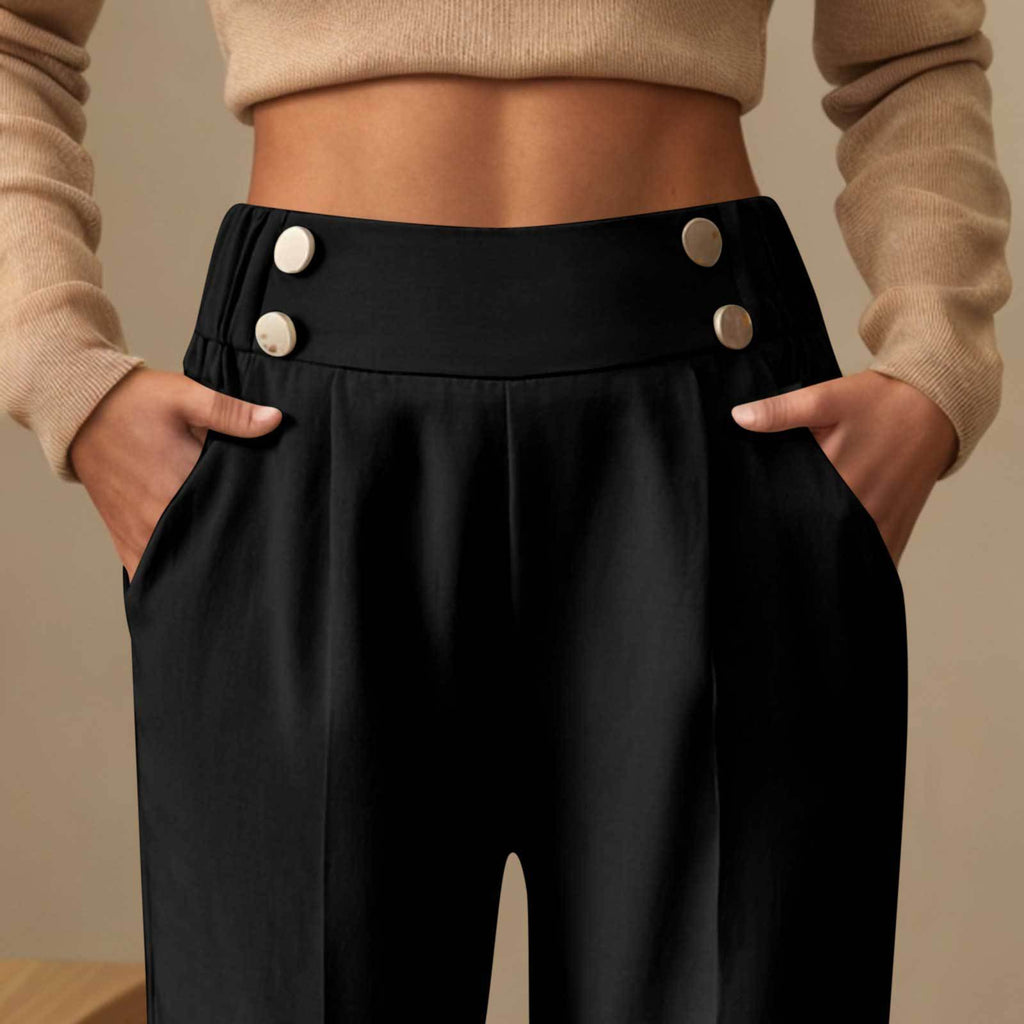 Pantalon décontracté drapé taille haute - Chic&Shines