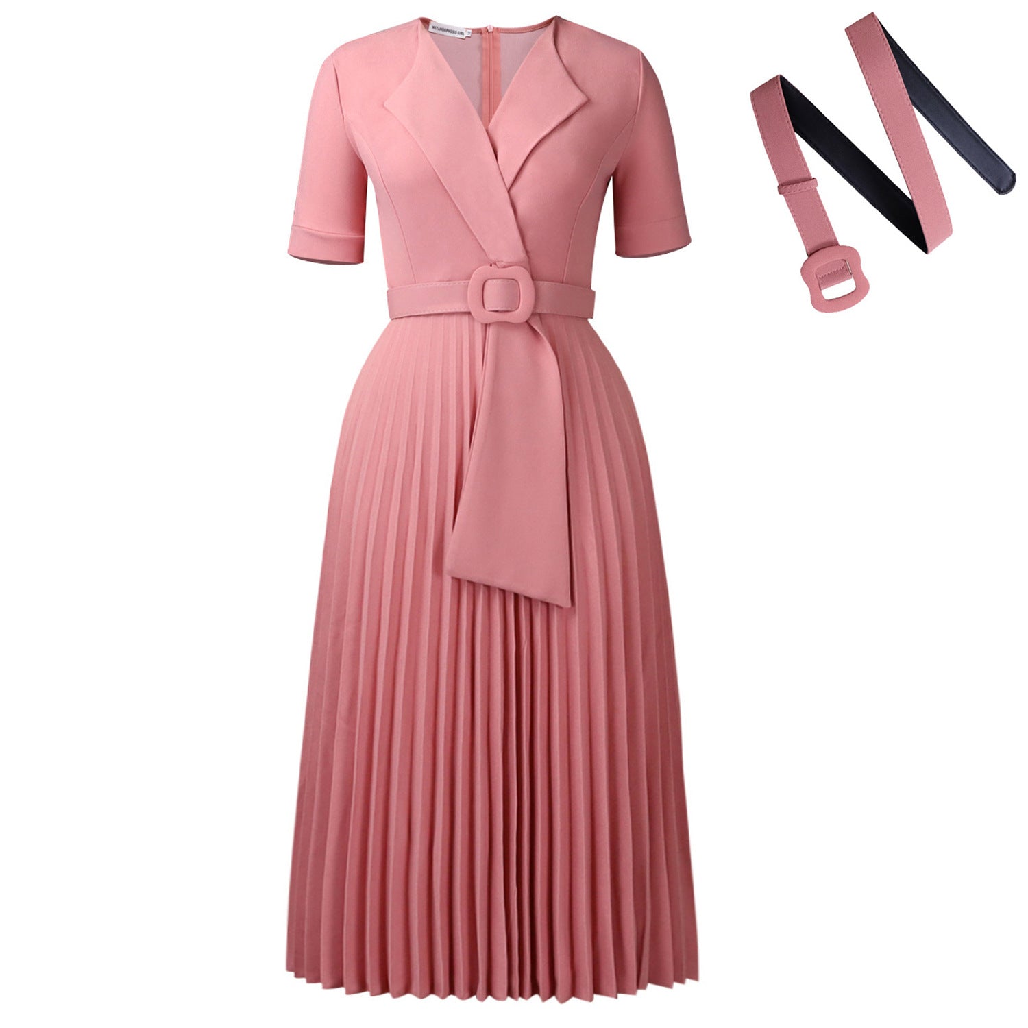 Robe midi taille haute ceinturée - Élégance intemporelle