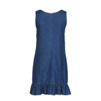 Mini-jupe denim bleu déstructurée à taille mid-rise
