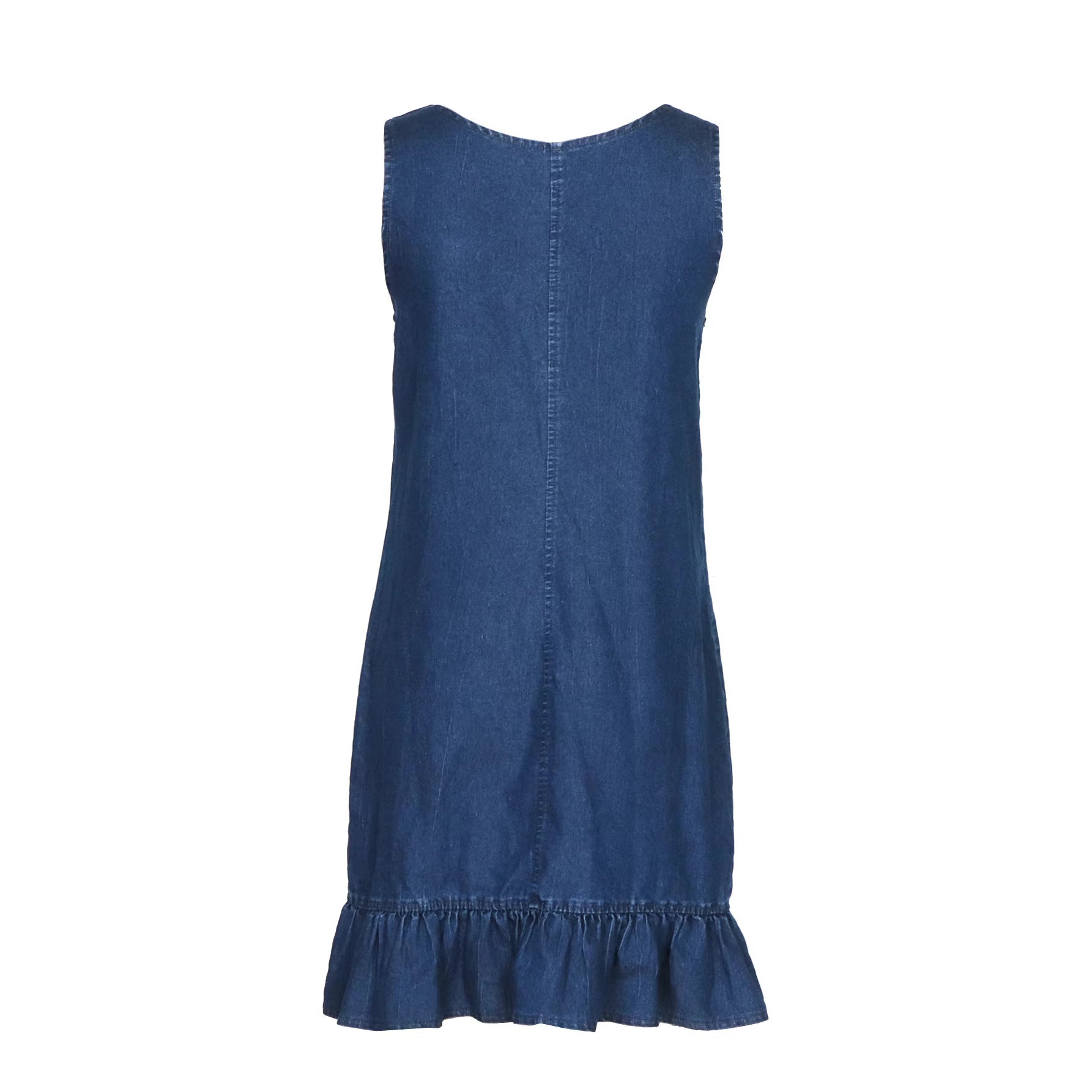 Mini-jupe denim bleu déstructurée à taille mid-rise