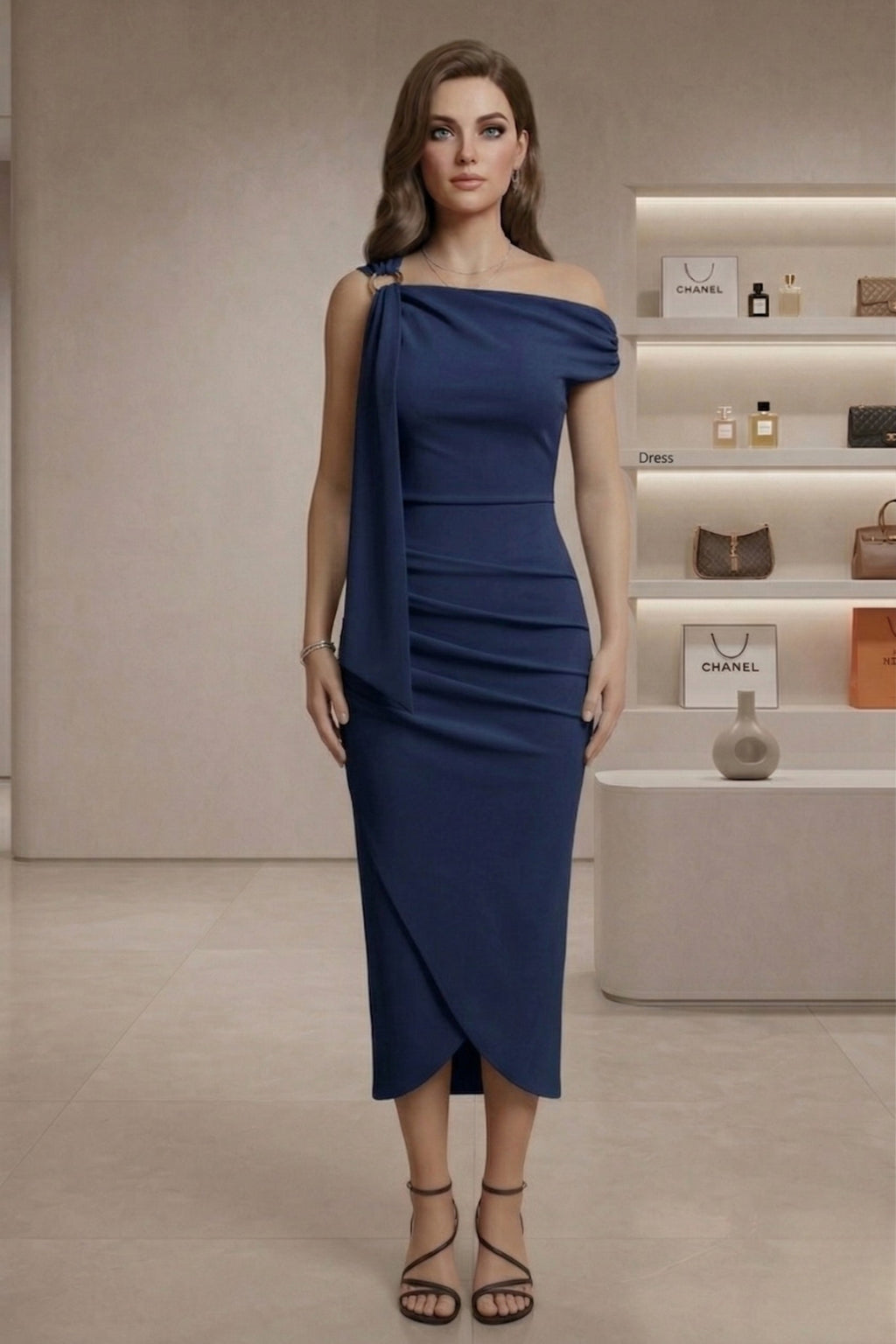 Sage green wrap neck midi dress