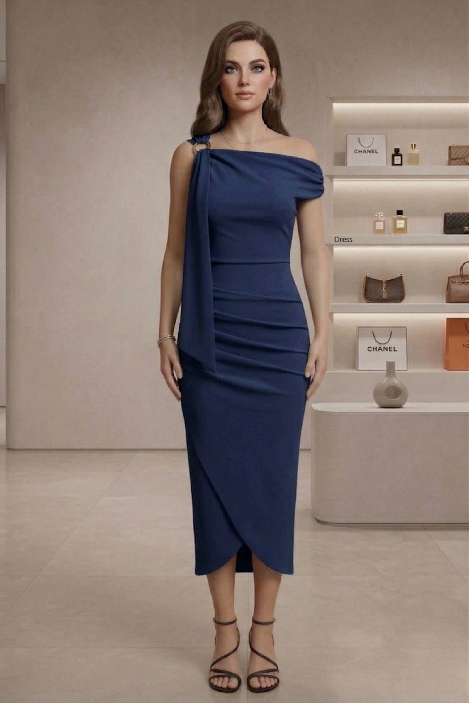 Sage green wrap neck midi dress