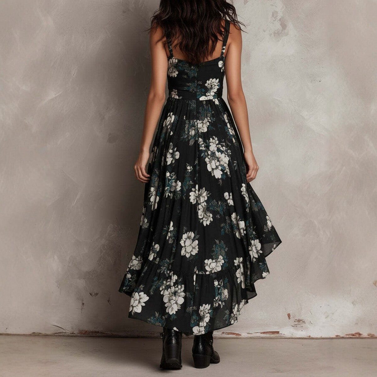 Slit chiffon maxi dress - Bohemian chic