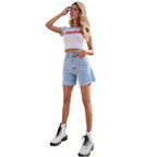 Short en jean taille haute – Coupe droite intemporelle
