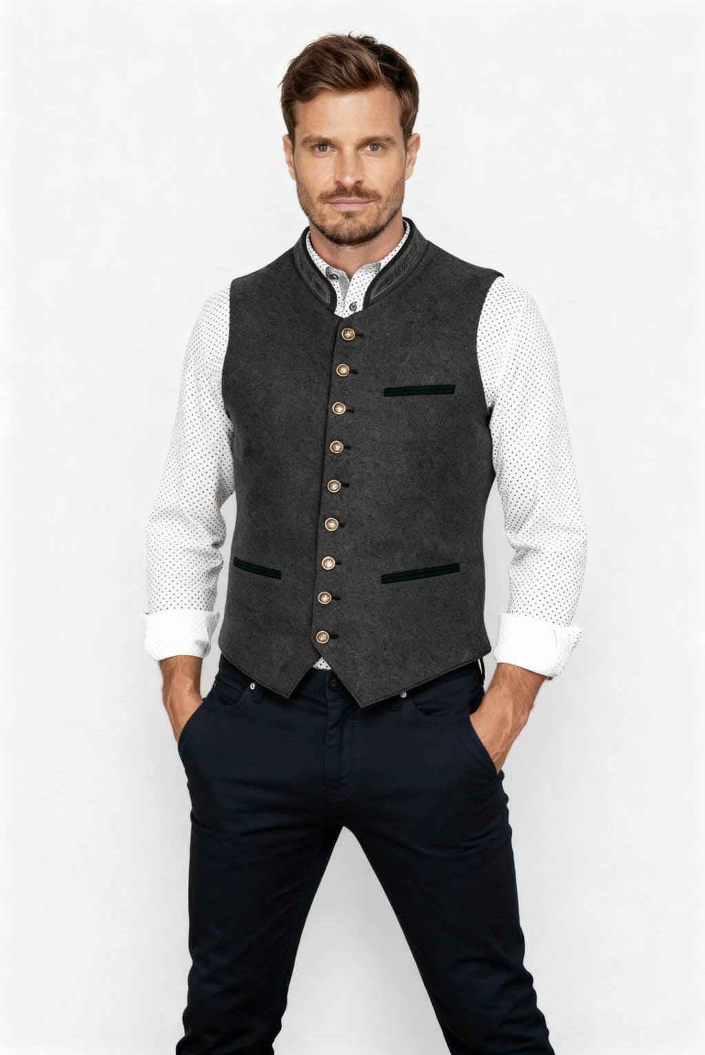 Gilet gris traditionnel élégant pour homme