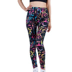 Pantalon de yoga élastique motif lettres