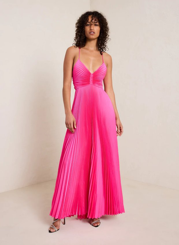 Robe Plissée à Bretelles Lacées