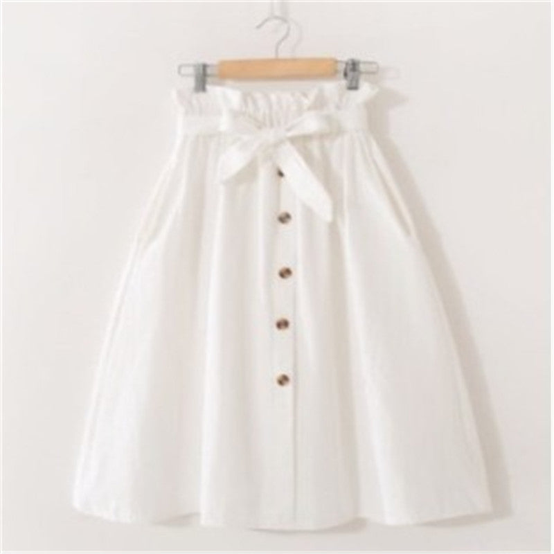 Jupe courte taille haute boutonnée avec ceinture - Chic&Shines