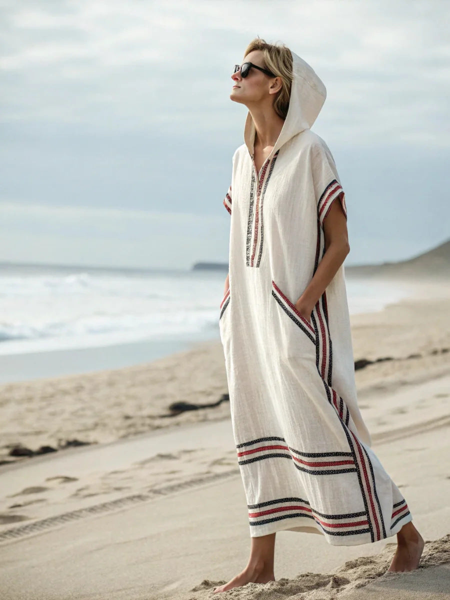Robe midi sans manches avec capuche et poches