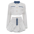 Long-sleeve shirt and mini skirt set