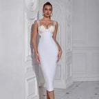 Robe de soirée perlée taille haute