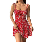 Floral print summer dress, elegant A-line cut