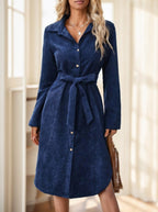 Robe chemise mi-longue à manches longues - Chic&Shines