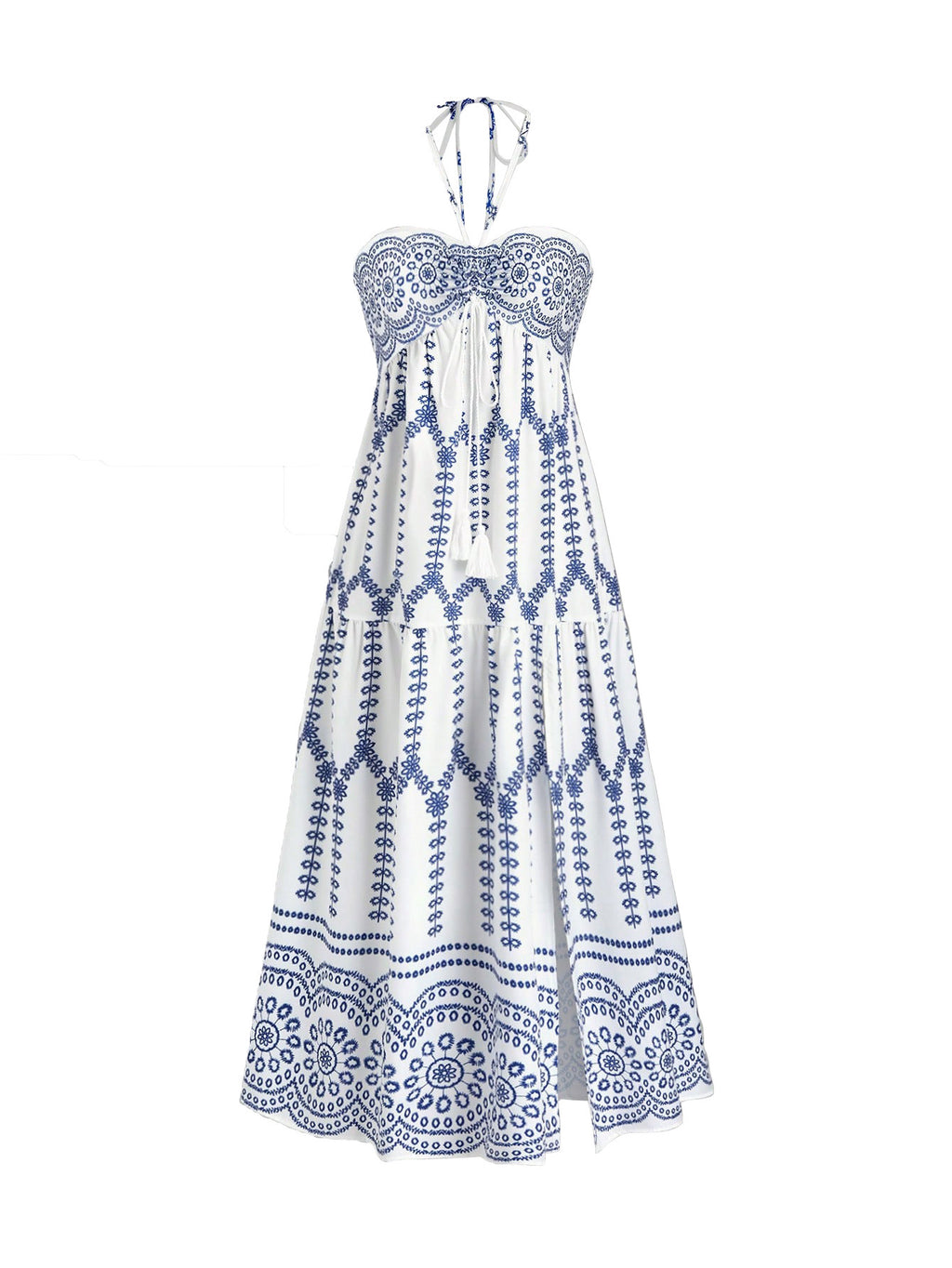 Robe tube fendue à motifs géométriques et laçage