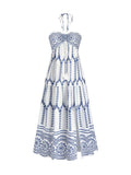 Robe tube fendue à motifs géométriques et laçage