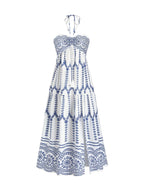 Robe tube fendue à motifs géométriques et laçage