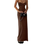 Robe Longue Dos Nu Élégante — Noir, Rouge ou Marron