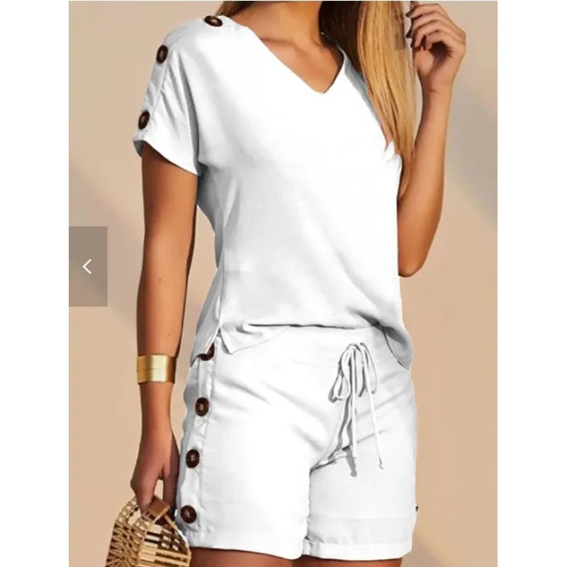 Ensemble T-shirt Col V et Short - Chic&Shines