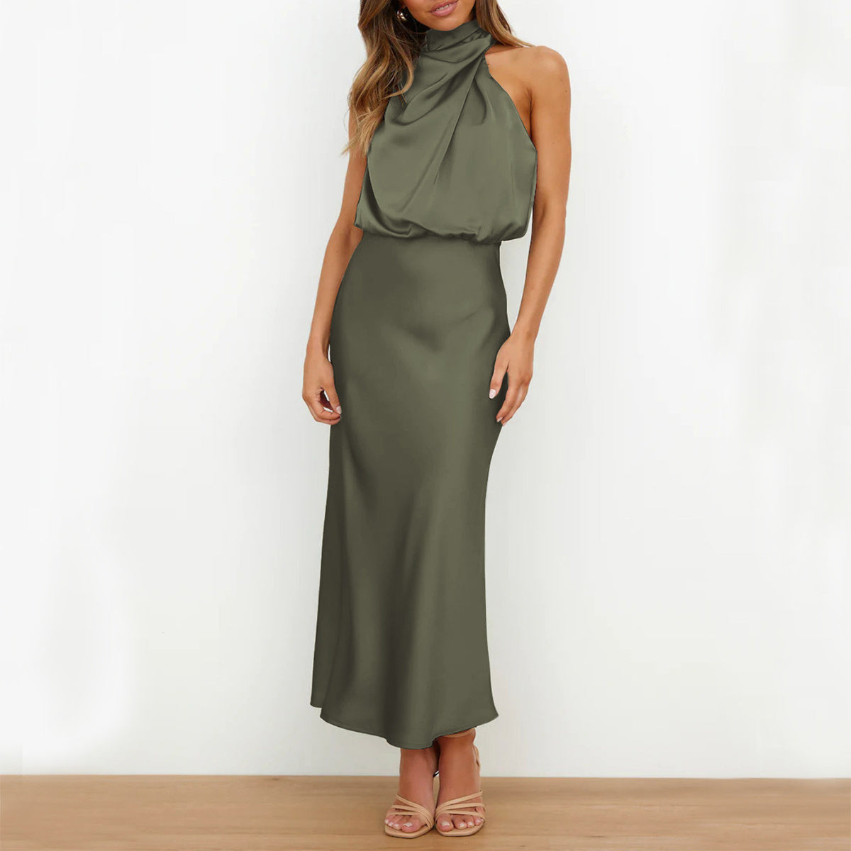 Sleeveless high-neck maxi dress
