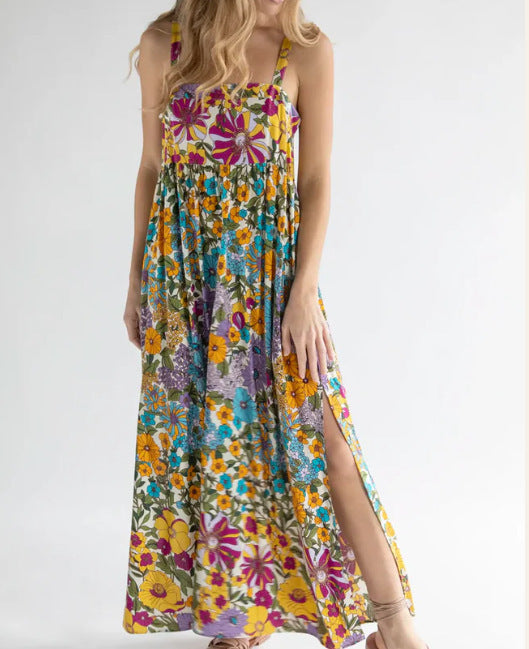 Robe sans manches motifs floraux - Coupe décontractée