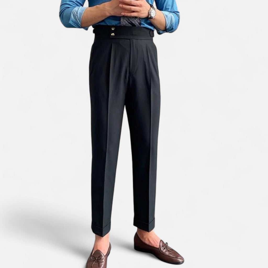 Pantalon drapé taille haute pour homme