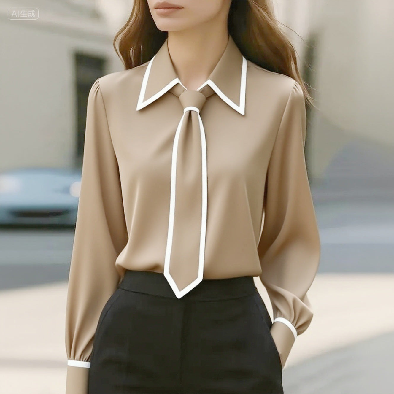 Chemise à manches longues unie - Chic&Shines