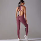 Combinaison pantalon de sport à fermeture éclair dos nu - Chic&Shines