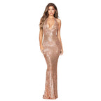 Robe Col Licou Longue Moulante Sans Manches - Chic&Shines
