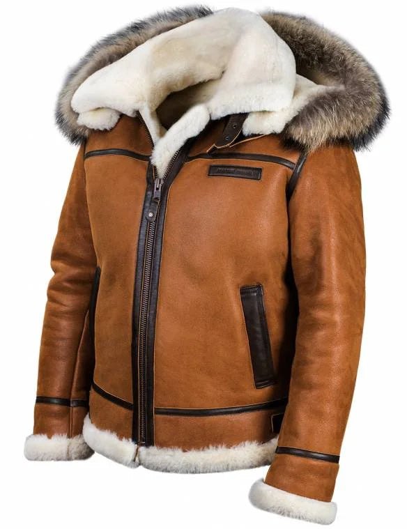 EnglishMeti - Sheepskin winter jacket with fur hood