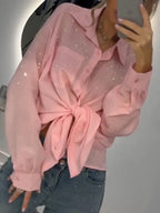 Cardigan chemise paillettes effet 3D