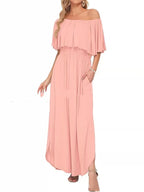 Robe longue à épaules dénudées, imprimée et confortable